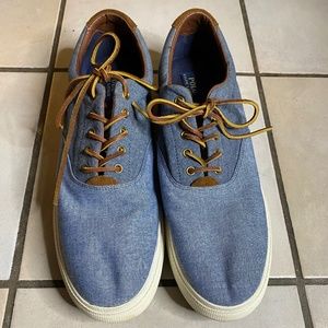 Polo Men's Shoes Light Denim with Leather Accents Like New